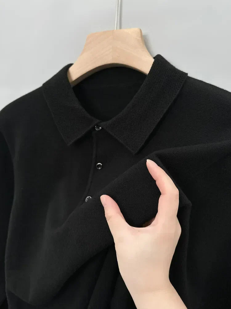 Long Sleeved Button Polo Pullover – Soft Feel & Stylish Fit