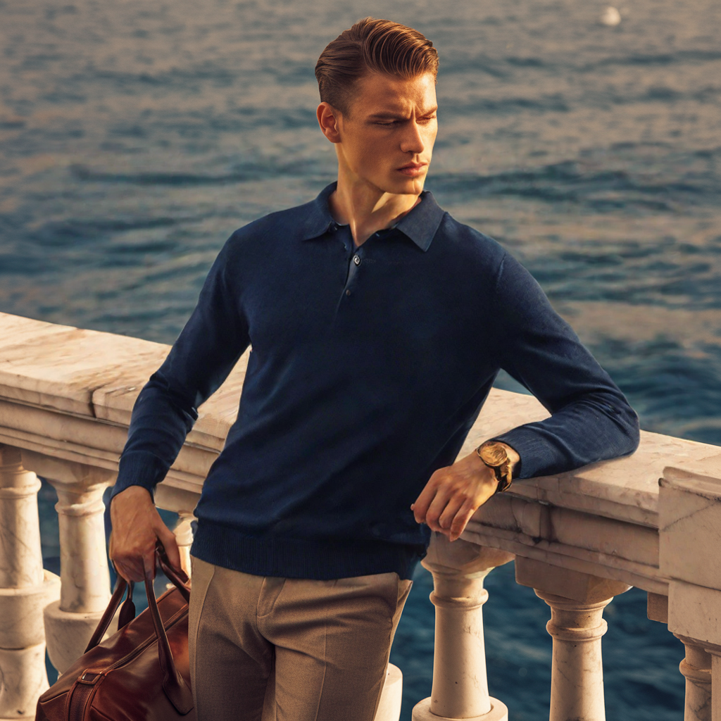Long Sleeved Button Polo Pullover – Soft Feel & Stylish Fit