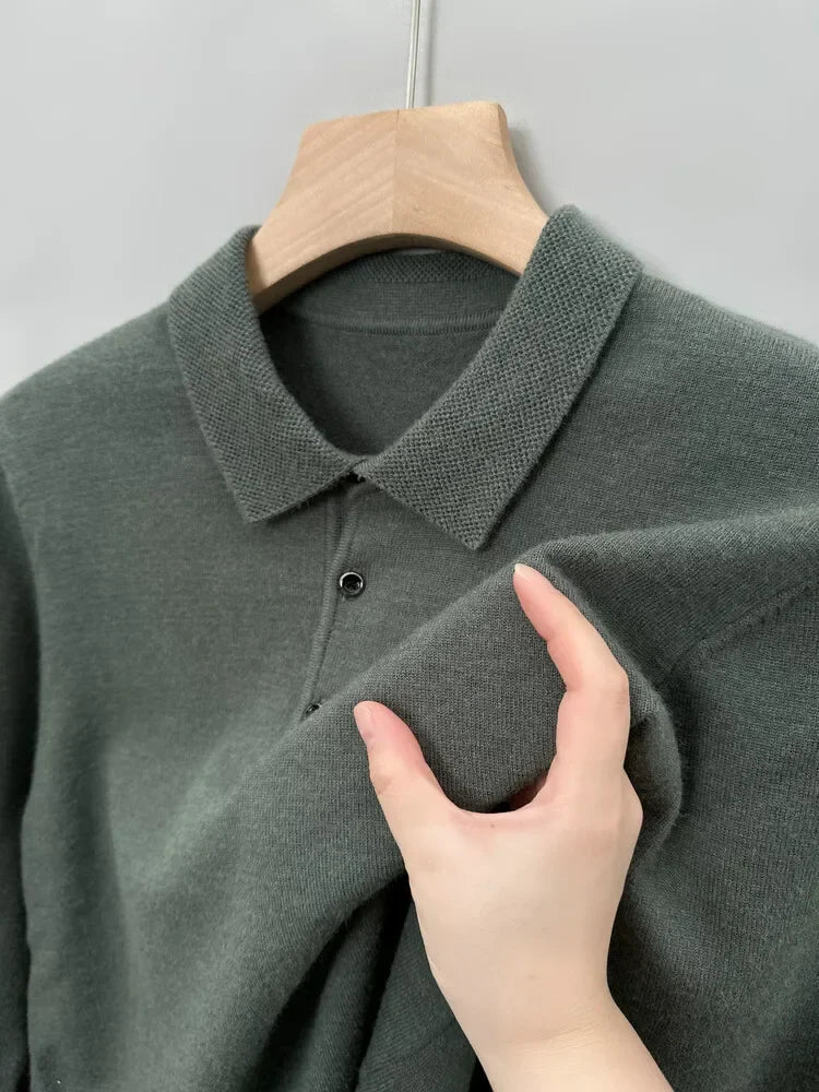 Long Sleeved Button Polo Pullover – Soft Feel & Stylish Fit