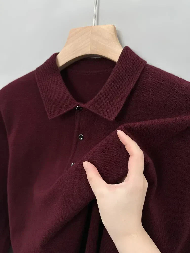 Long Sleeved Button Polo Pullover – Soft Feel & Stylish Fit