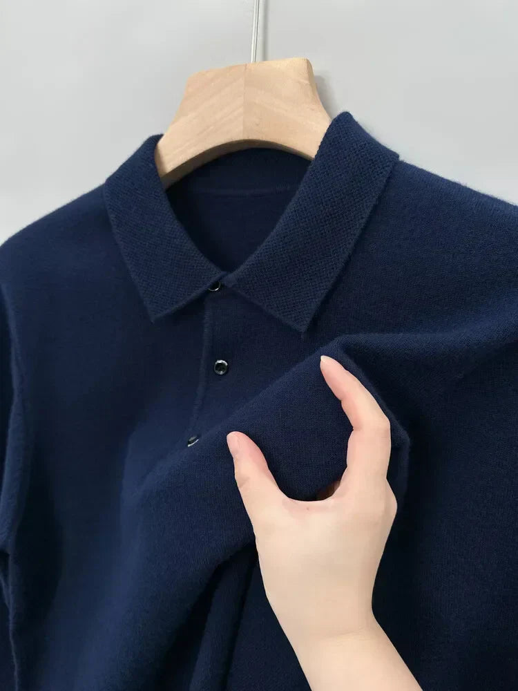 Long Sleeved Button Polo Pullover – Soft Feel & Stylish Fit