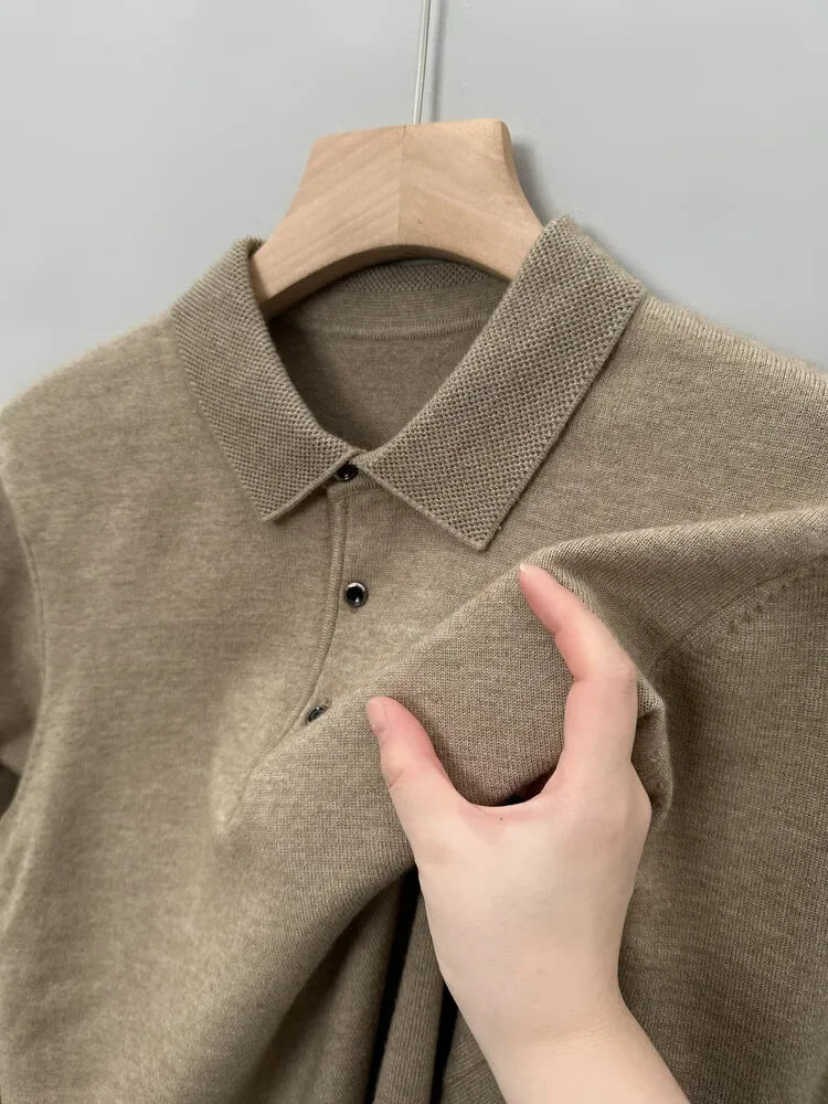 Long Sleeved Button Polo Pullover – Soft Feel & Stylish Fit