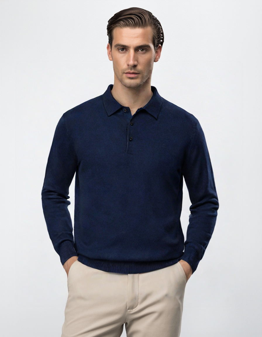 Long Sleeved Button Polo Pullover – Soft Feel & Stylish Fit